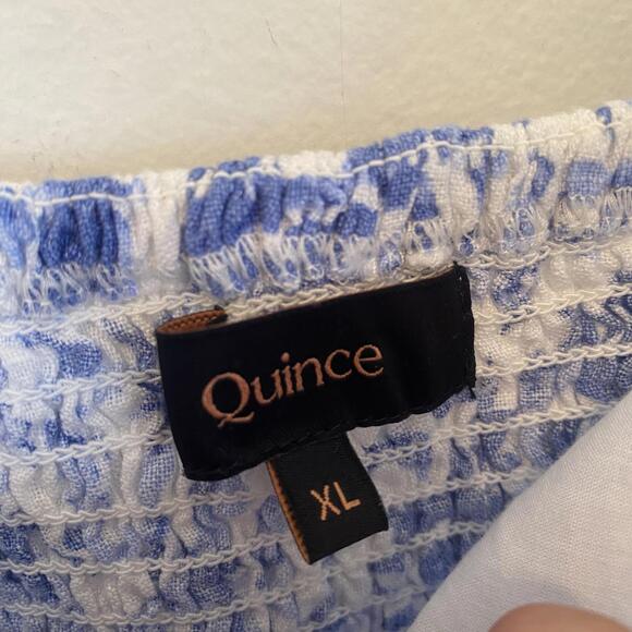 QUINCE blue and white linen floral midi dress sz xl - Picture 8 of 8